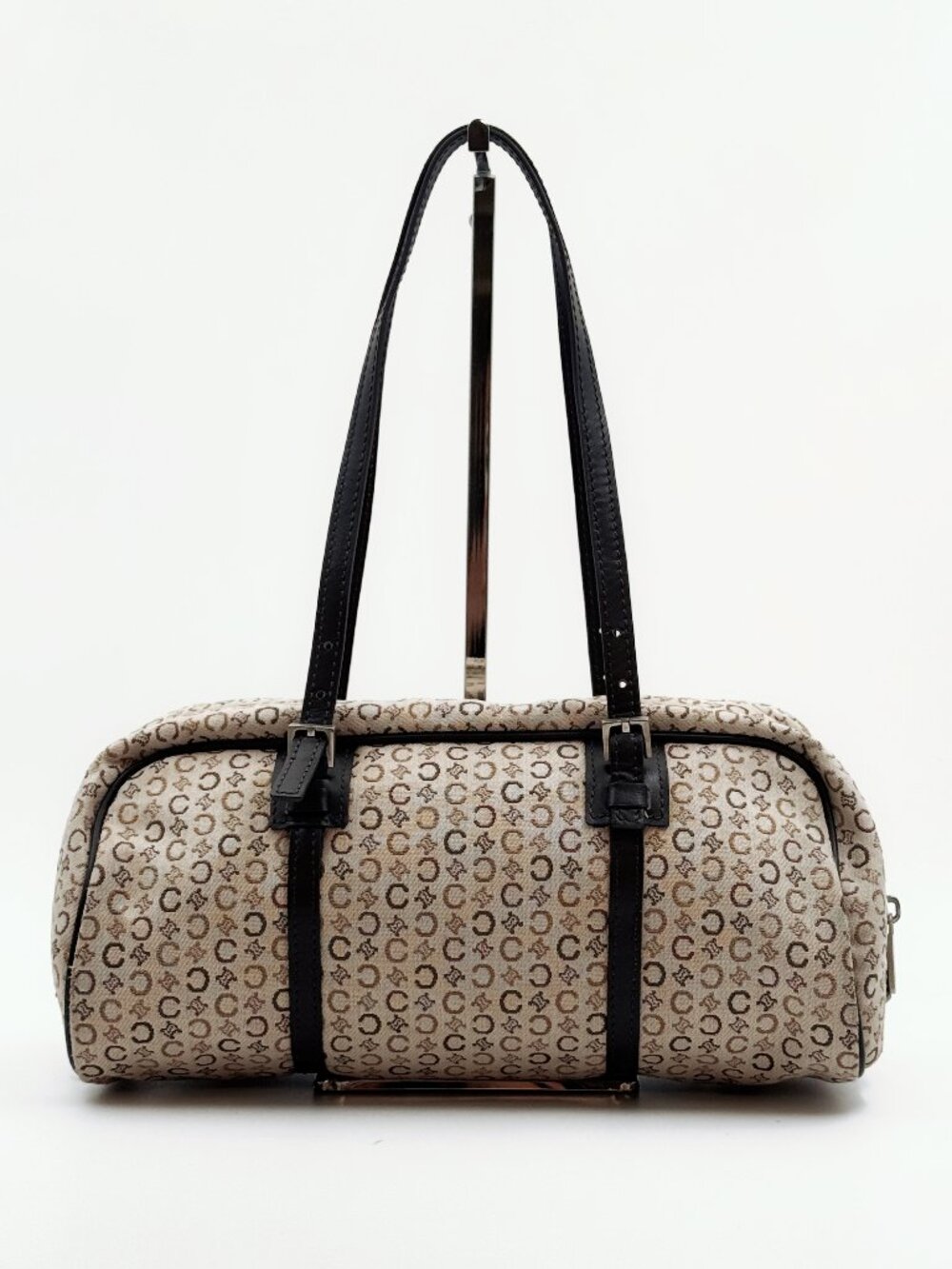 Celine Vintage C Macadam Monogram Canvas Shoulder Bag Boston Style